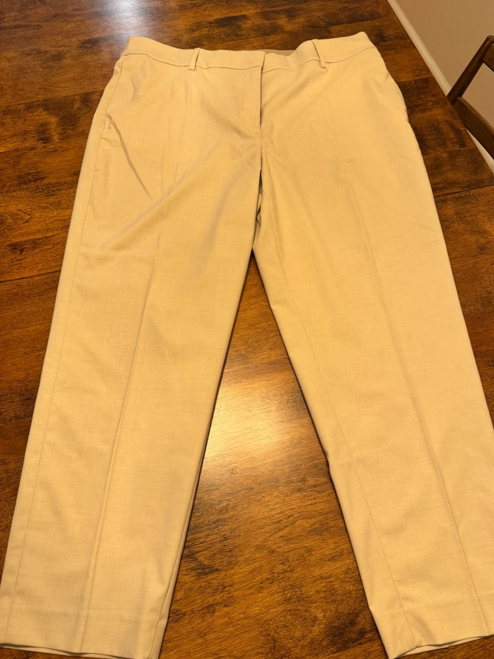 H&M Khaki Beige Tailored Dress Pants Straight Leg Ankle Trousers Size 16